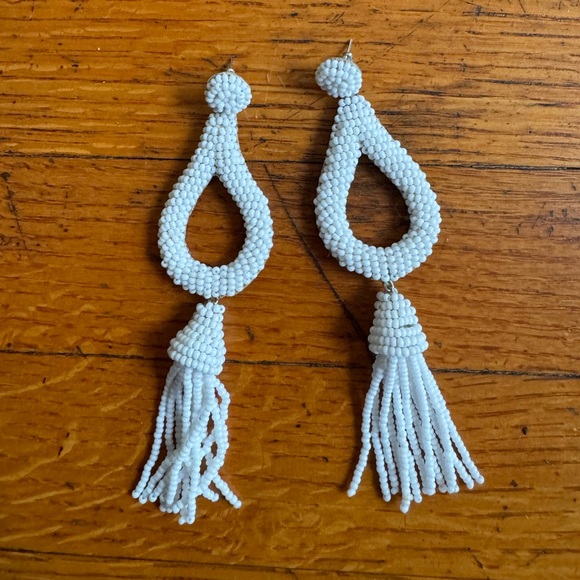 Deepa Jasmine Tassel Drop Earrings in White - Picture 2 of 3